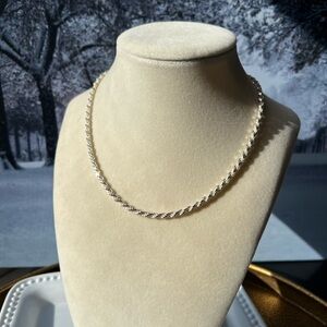 Rope Necklace Vintage Sterling Silver 925 Italy 16”
